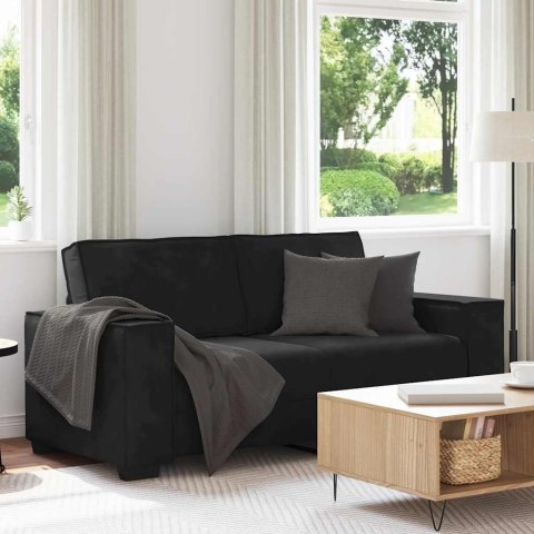 Sofa 2-osobowa, czarna, 140 cm, tapicerowana aksamitem Lumarko!