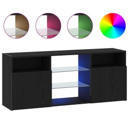 Szafka pod TV z oświetleniem LED, czarny dąb, 120x30x50 cm Lumarko!