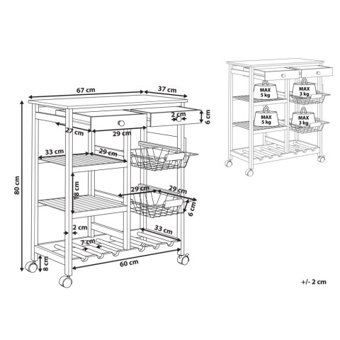 Wózek kuchenny MORINO Drewno bambusowe Jasnobrązowy
