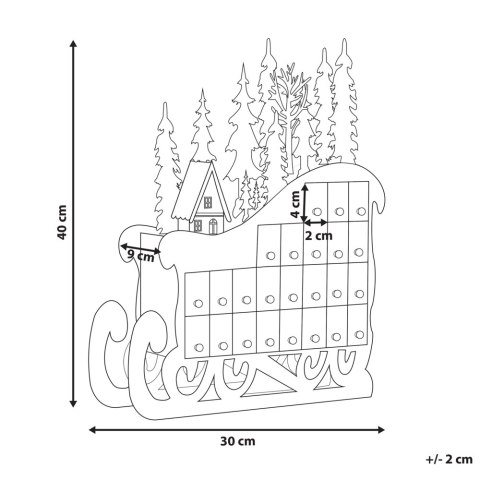 Figurka dekoracyjna LED sanie kalendarz adwentowy jasne drewno IMPALA
