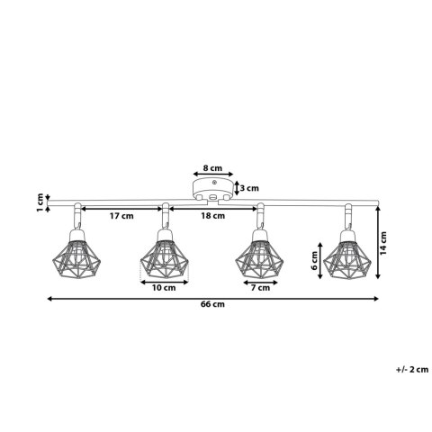Lampa spot 4-punktowa ERMA Regulowana Metal Srebrny