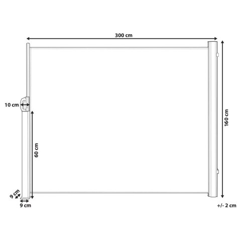 Markiza boczna zwijana 160 x 300 cm ciemnoszara DORIO