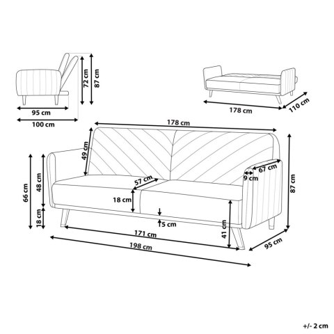 Sofa rozkładana welurowa oliwkowa SENJA