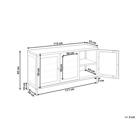 Szafka ze szklanymi drzwiami NEWPORT Metal 115 cm 35 cm Czarny