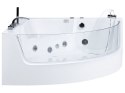 Wanna narożna LED z hydromasażem 190 x 135 cm biała MARINA Lumarko!