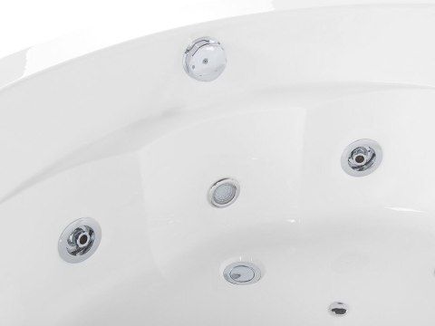 Wanna narożna LED z hydromasażem i glośnikiem Bluetooth 210 x 145 cm biała MONACO