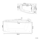 Wanna narożna prawa LED z hydromasażem 182 x 122 cm biała SERRANA Lumarko!
