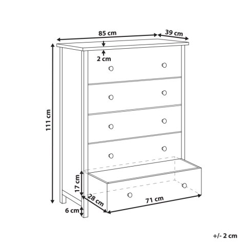Komoda 85 cm jasne drewno SALTON