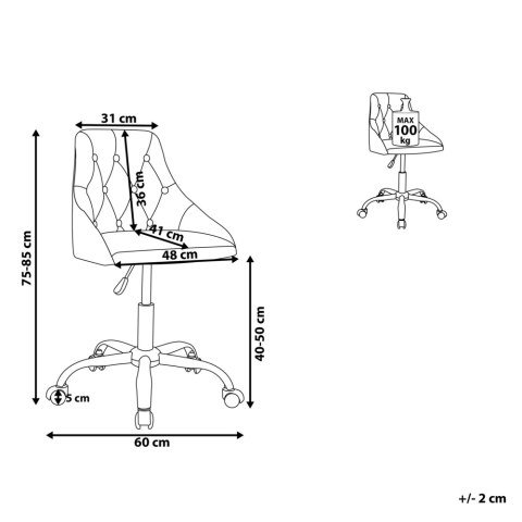 Krzesło biurowe regulowane welurowe beżowe PARRISH