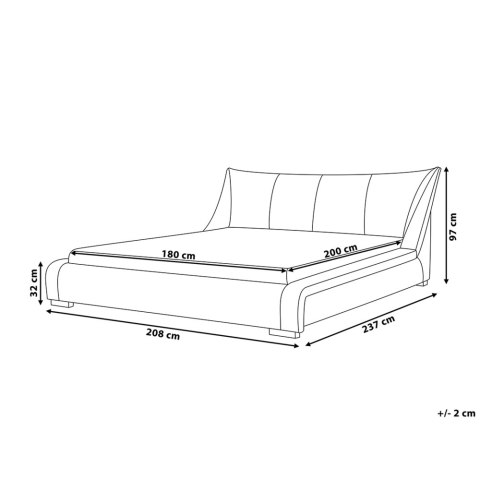 Łóżko wodne NANTES 180 x 200 cm Jasnoszary
