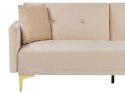 Sofa rozkładana welurowa beżowa LUCAN Lumarko!
