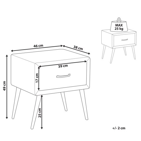 Szafka nocna 1 szuflada FLAYAT Welur Musztardowy