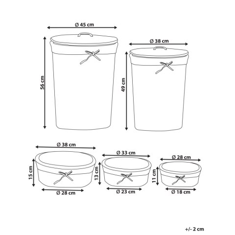 Zestaw 5 koszy wiklinowych biały VAKARI