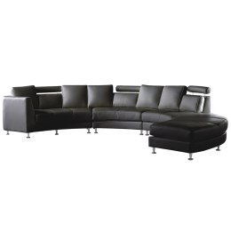 Sofa półokrągła 7-osobowa skórzana modułowa czarna ROTUNDE Lumarko!