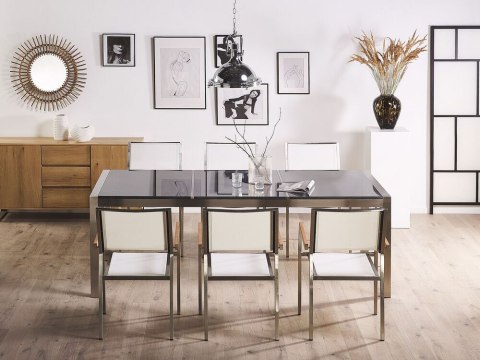 Stół ogrodowy granitowy dzielony blat 220 x 100 cm szary GROSSETO