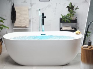 Wanna wolnostojąca LED z hydromasażem 170 x 80 cm biała NEVIS