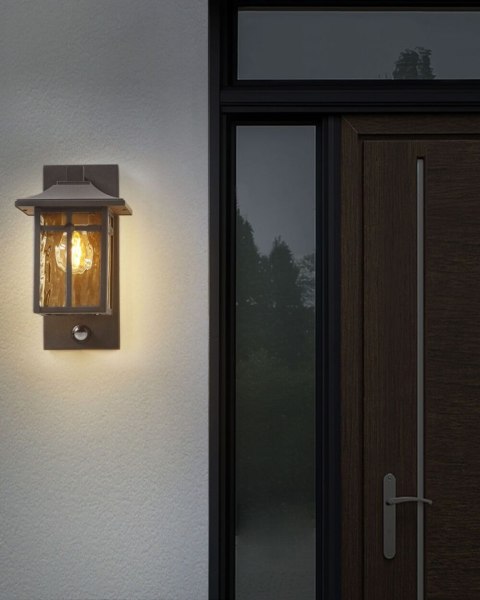 Lampa ścienna ogrodowa TEVIOT Z czujnikiem ruchu Czarny