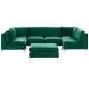Sofa modułowa 6-osobowa z otomaną welurowa zielona EVJA Lumarko!