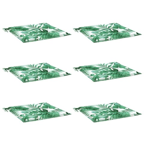 Poduszki na krzesło, 6 szt., wzór w liście, 50x50x3 cm, tkanina Lumarko!