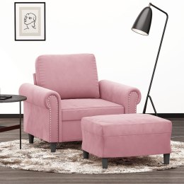 Fotel z podnóżkiem, różowy, 60 cm, obity aksamitem Lumarko!