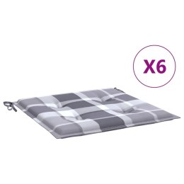 Poduszki na krzesła ogrodowe, 6 szt., szara krata, 50x50x3 cm Lumarko!