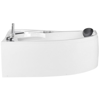 Wanna narożna LED prawa z hydromasażem 150 x 100 cm biała NEIVA