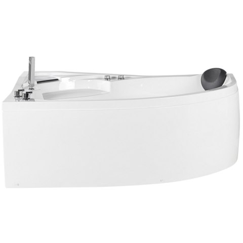 Wanna narożna LED prawa z hydromasażem 150 x 100 cm biała NEIVA Lumarko!