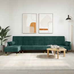Sofa rozkładana L, ciemnozielona, 271x140x70 cm, aksamit Lumarko!