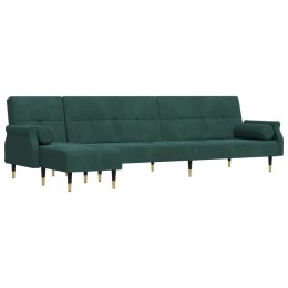 Sofa rozkładana L, ciemnozielona, 271x140x70 cm, aksamit Lumarko!
