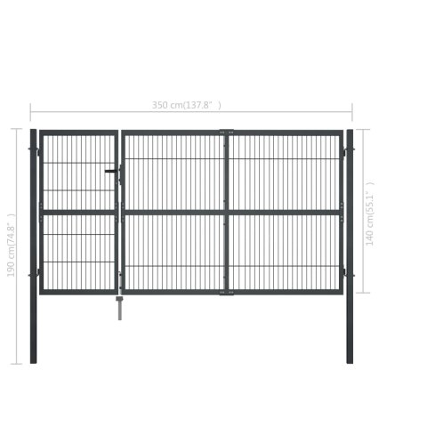 Brama ogrodzeniowa ze słupkami, stal, 350 x 140 cm, antracytowa Lumarko!