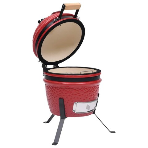 Ceramiczny grill kamado z wędzarnią, 2-w-1, 56 cm, czerwony Lumarko!