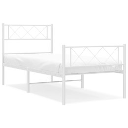 Metalowa rama łóżka z wezgłowiem i zanóżkiem, biała, 80x200 cm Lumarko!