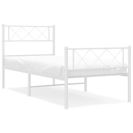 Metalowa rama łóżka z wezgłowiem i zanóżkiem, biała, 90x200 cm Lumarko!
