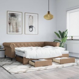 Sofa rozsuwana z szufladami, cappuccino, 90x200 cm, ekoskóra Lumarko!
