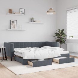 Sofa rozsuwana z szufladami, ciemnoszara, 90x190 cm, aksamit Lumarko!