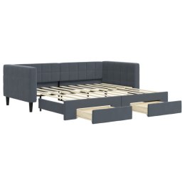 Sofa rozsuwana z szufladami, ciemnoszara, 90x190 cm, aksamit Lumarko!