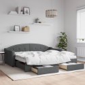 Sofa rozsuwana z szufladami, ciemnoszara, 90x190 cm, tkanina Lumarko!
