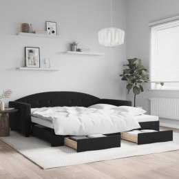 Sofa rozsuwana z szufladami, czarna, 100x200 cm, aksamit Lumarko!