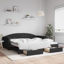Sofa rozsuwana z szufladami, czarna, 100x200 cm, tkanina Lumarko!