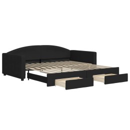 Sofa rozsuwana z szufladami, czarna, 100x200 cm, tkanina Lumarko!