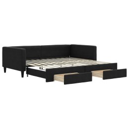 Sofa rozsuwana z szufladami, czarna, 100x200 cm, tkanina Lumarko!