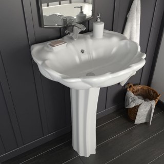 Umywalka z postumentem, ceramiczna, biała, 580x510x200 mm Lumarko!