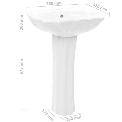 Umywalka z postumentem, ceramiczna, biała, 580x510x200 mm Lumarko!