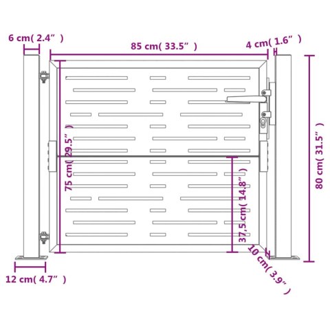 Furtka ogrodowa, 105x80 cm, stal kortenowska, motyw prostokąty Lumarko!