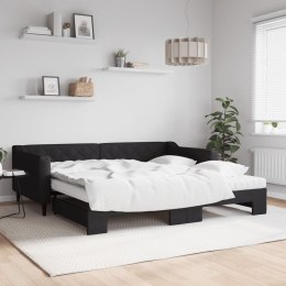 Sofa rozsuwana z materacami, czarna, 100x200 cm, tkanina Lumarko!
