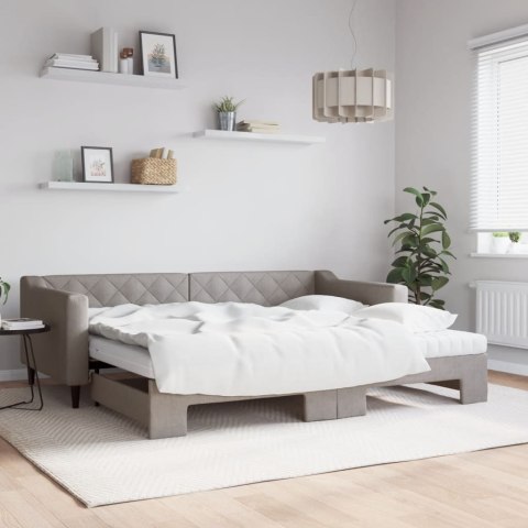 Sofa rozsuwana z materacami, kolor taupe, 90x200 cm, tkanina Lumarko!