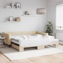 Sofa rozsuwana z materacami, kremowa, 100x200 cm, tkanina Lumarko!