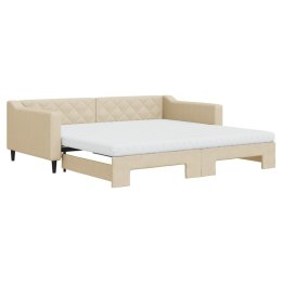 Sofa rozsuwana z materacami, kremowa, 100x200 cm, tkanina Lumarko!