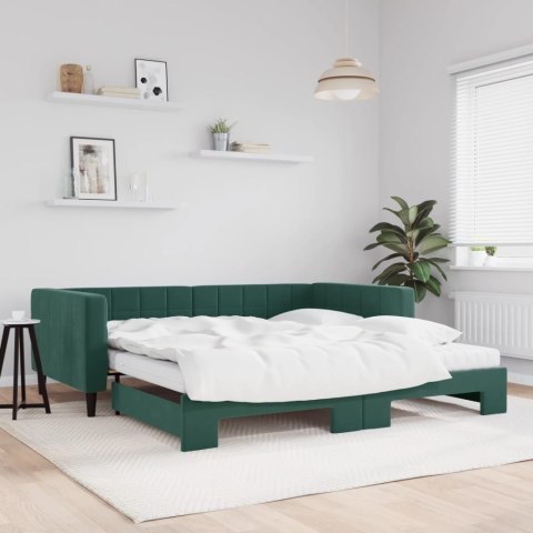 Sofa rozsuwana z materacami, ciemnozielona, 100x200 cm, aksamit Lumarko!