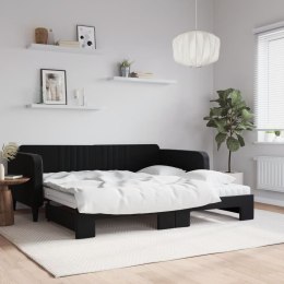 Sofa rozsuwana z materacami, czarna, 100x200 cm, aksamit Lumarko!